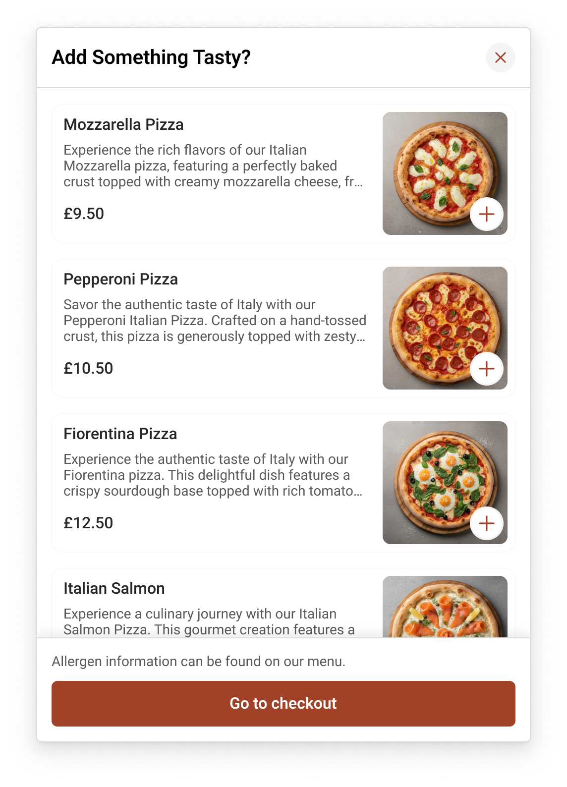 Product upsell suggestions shown before checkout in Slerp