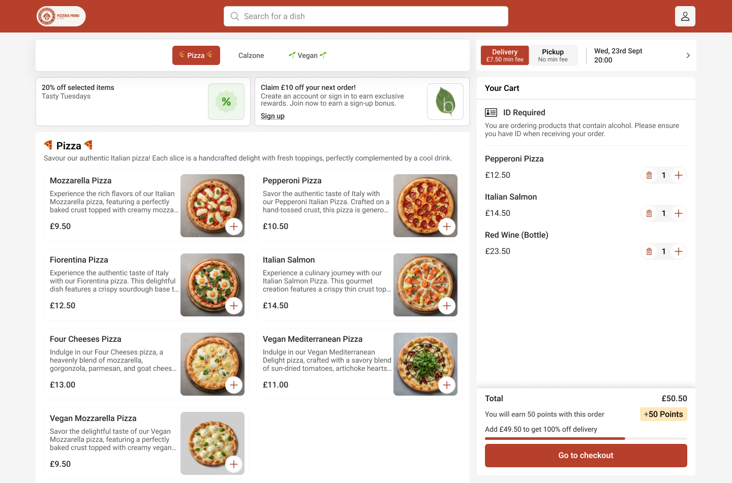 Updated Slerp shop page with always-visible cart and loyalty rewards preview